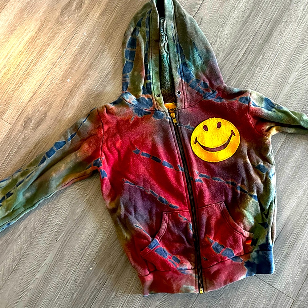 Aviator Nation tie dye zip hoodie. Kids